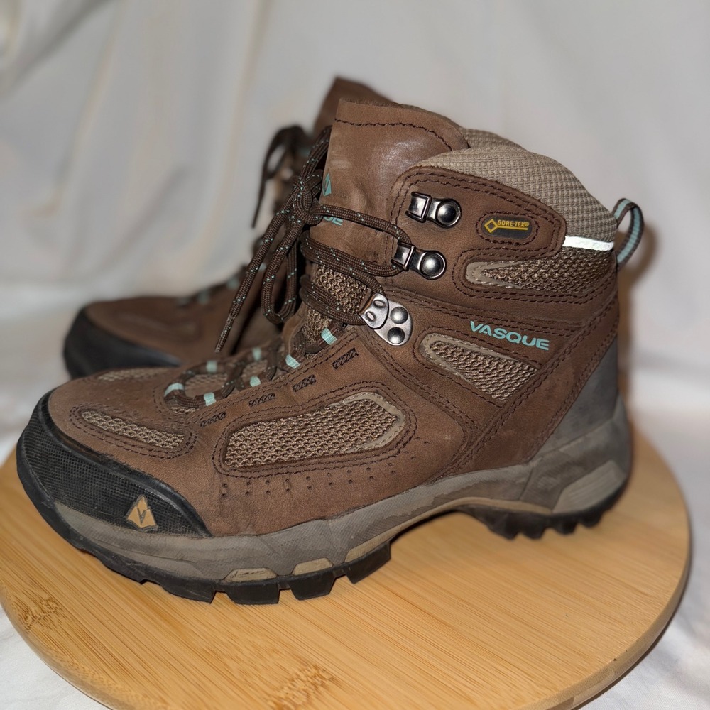 Vasque Breeze 2.0 GTX Hiking‎ Boots Womens 7.5W Brown Teal Gore-Tex 7483 Wide